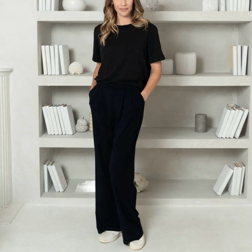 Encircled Wide Leg Knit Rib Pants — image 3 of 8